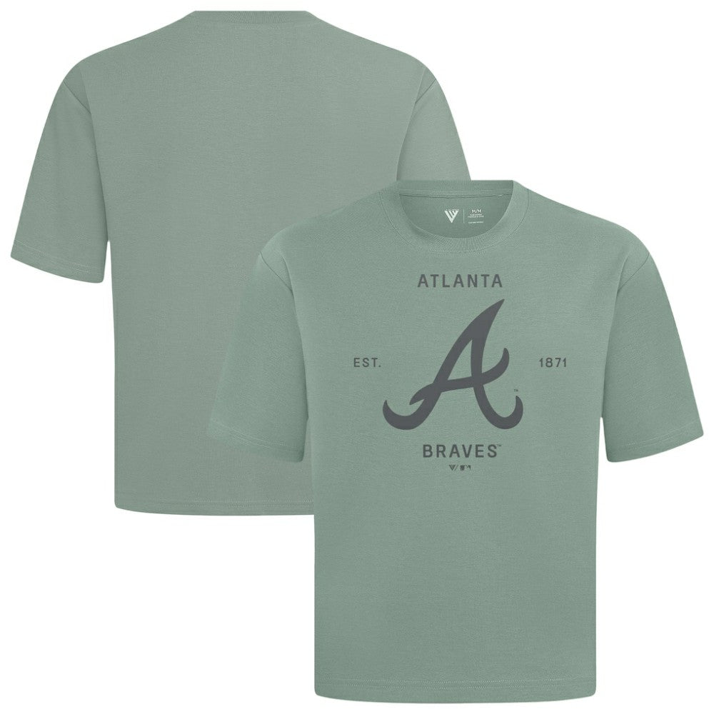 Atlanta Braves Levelwear Crossway Oversized Luxe Signature Knit T-Shirt - Green T-shirts