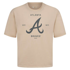 Atlanta Braves Levelwear Crossway Oversized Luxe Signature Knit T-Shirt - Khaki T-shirts