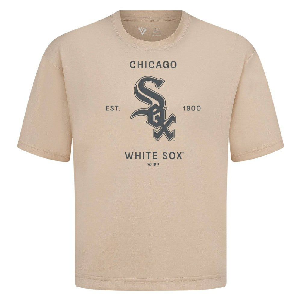Chicago White Sox Levelwear Crossway Oversized Luxe Signature Knit T-Shirt - Khaki T-shirts