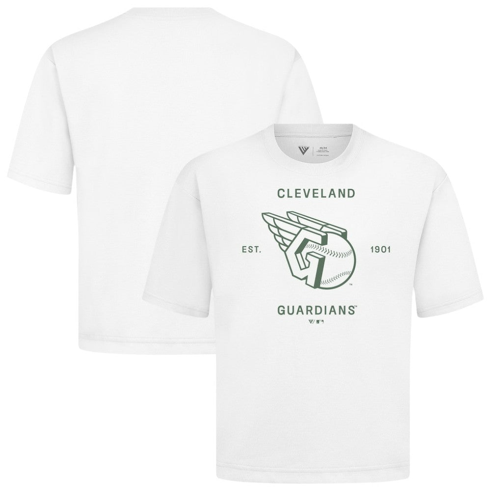Cleveland Guardians Levelwear Crossway Oversized Luxe Signature Knit T-Shirt - White T-shirts