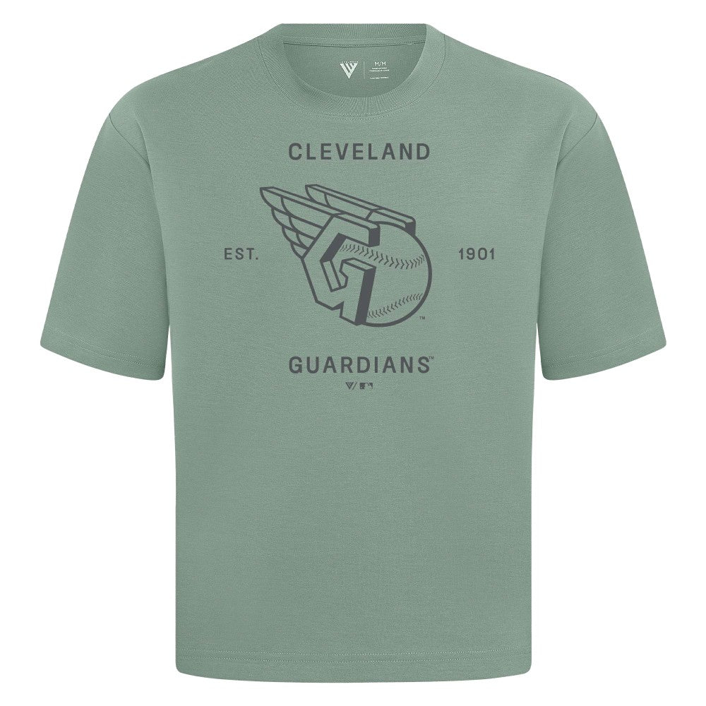 Cleveland Guardians Levelwear Crossway Oversized Luxe Signature Knit T-Shirt - Green T-shirts