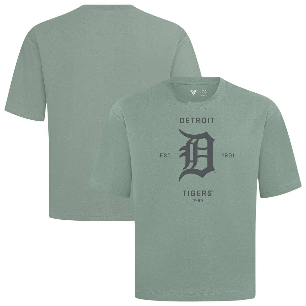 Detroit Tigers Levelwear Crossway Oversized Luxe Signature Knit T-Shirt - Green T-shirts