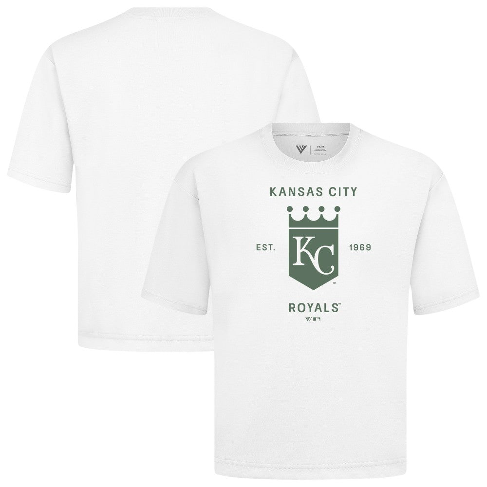 Kansas City Royals Levelwear Crossway Oversized Luxe Signature Knit T-Shirt - White T-shirts