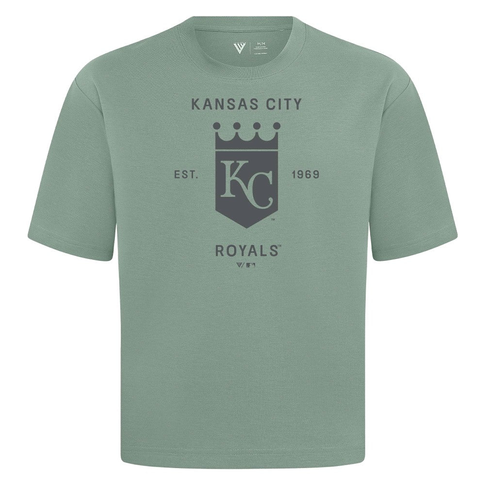Kansas City Royals Levelwear Crossway Oversized Luxe Signature Knit T-Shirt - Green T-shirts
