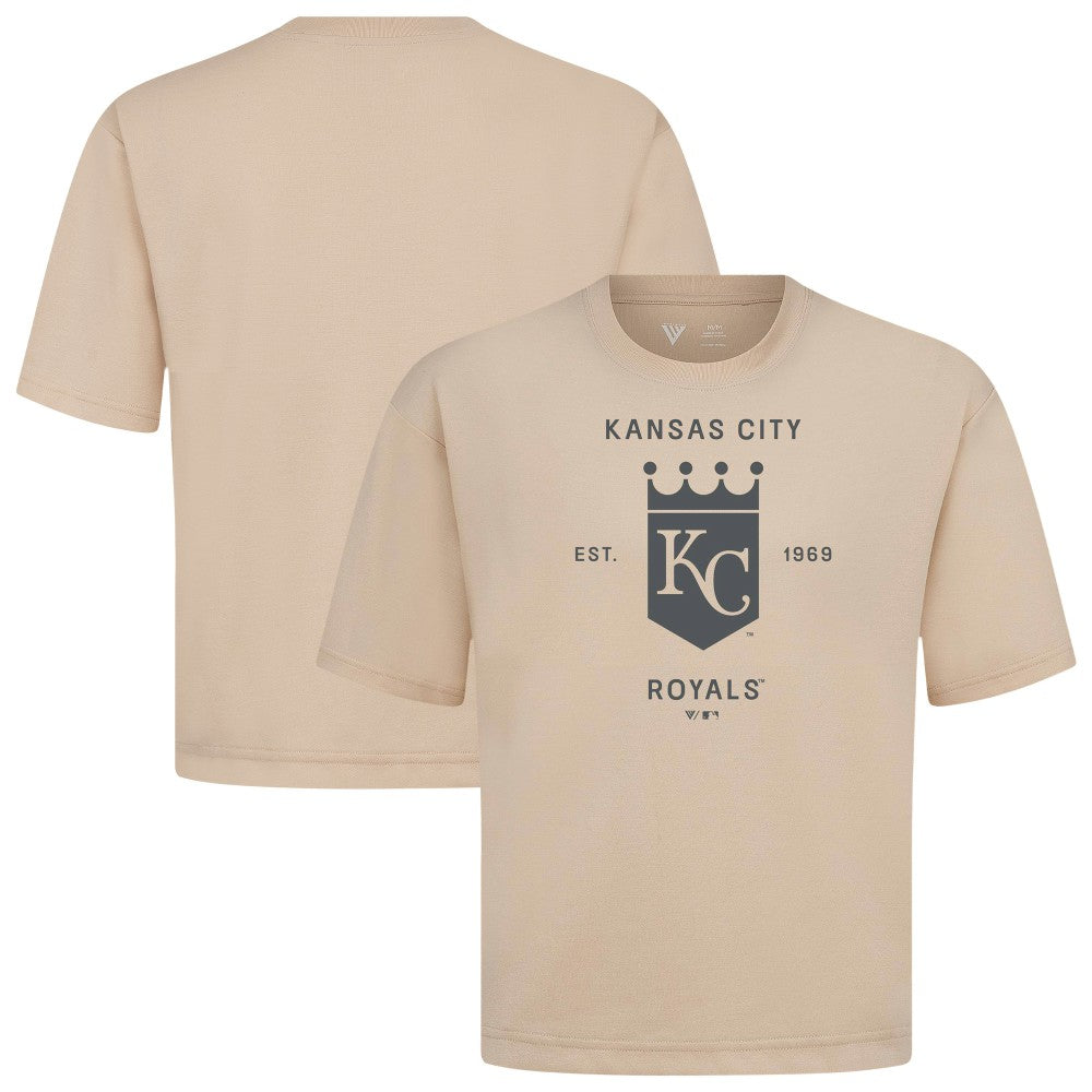 Kansas City Royals Levelwear Crossway Oversized Luxe Signature Knit T-Shirt - Khaki T-shirts