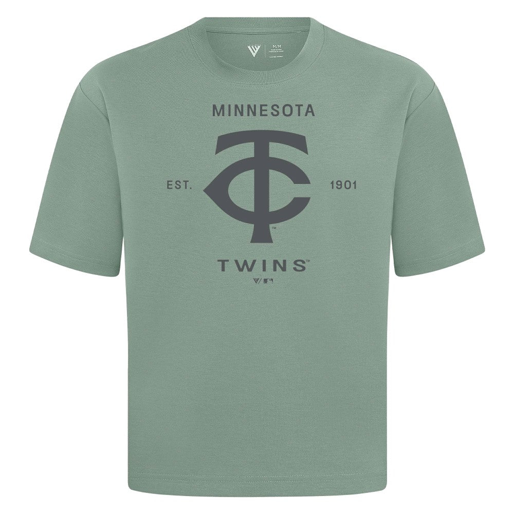 Minnesota Twins Levelwear Crossway Oversized Luxe Signature Knit T-Shirt - Green T-shirts