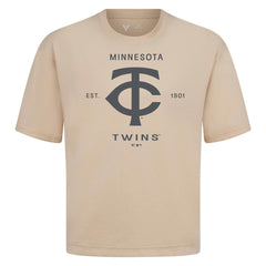 Minnesota Twins Levelwear Crossway Oversized Luxe Signature Knit T-Shirt - Khaki T-shirts