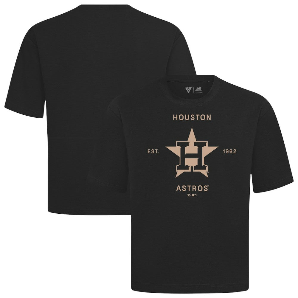 Houston Astros Levelwear Crossway Oversized Luxe Signature Knit T-Shirt - Black T-shirts