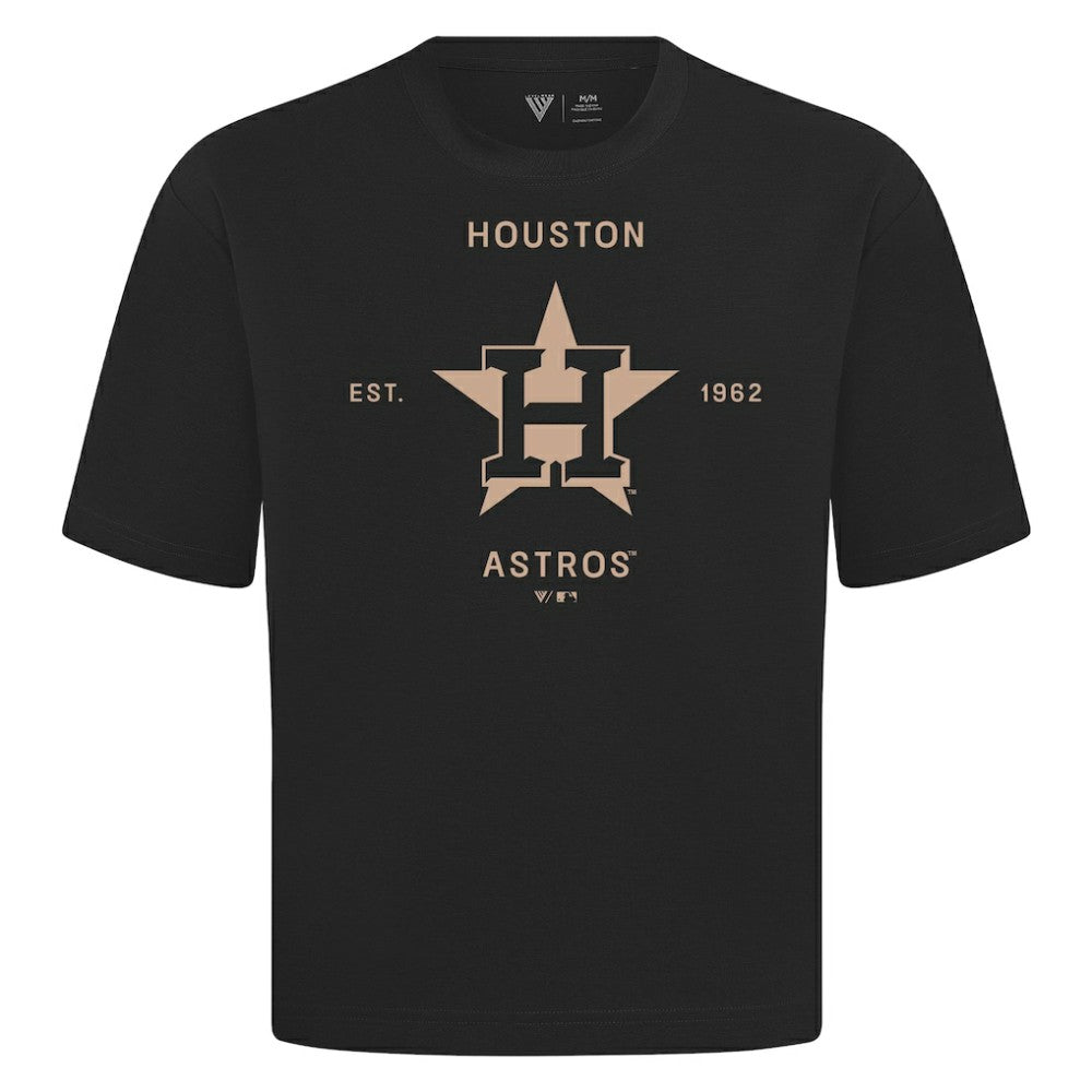 Houston Astros Levelwear Crossway Oversized Luxe Signature Knit T-Shirt - Black T-shirts