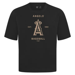 Los Angeles Angels Levelwear Crossway Oversized Luxe Signature Knit T-Shirt - Black T-shirts