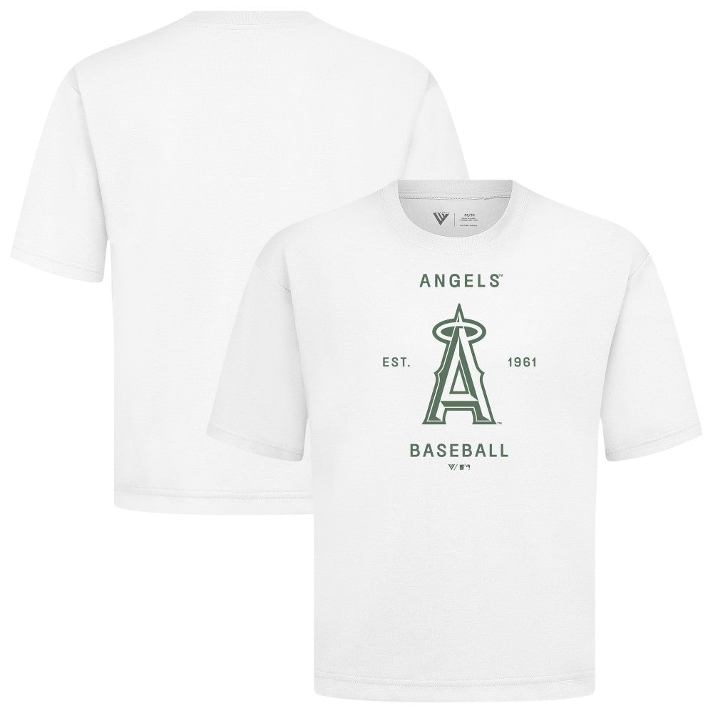 Los Angeles Angels Levelwear Crossway Oversized Luxe Signature Knit T-Shirt - White T-shirts