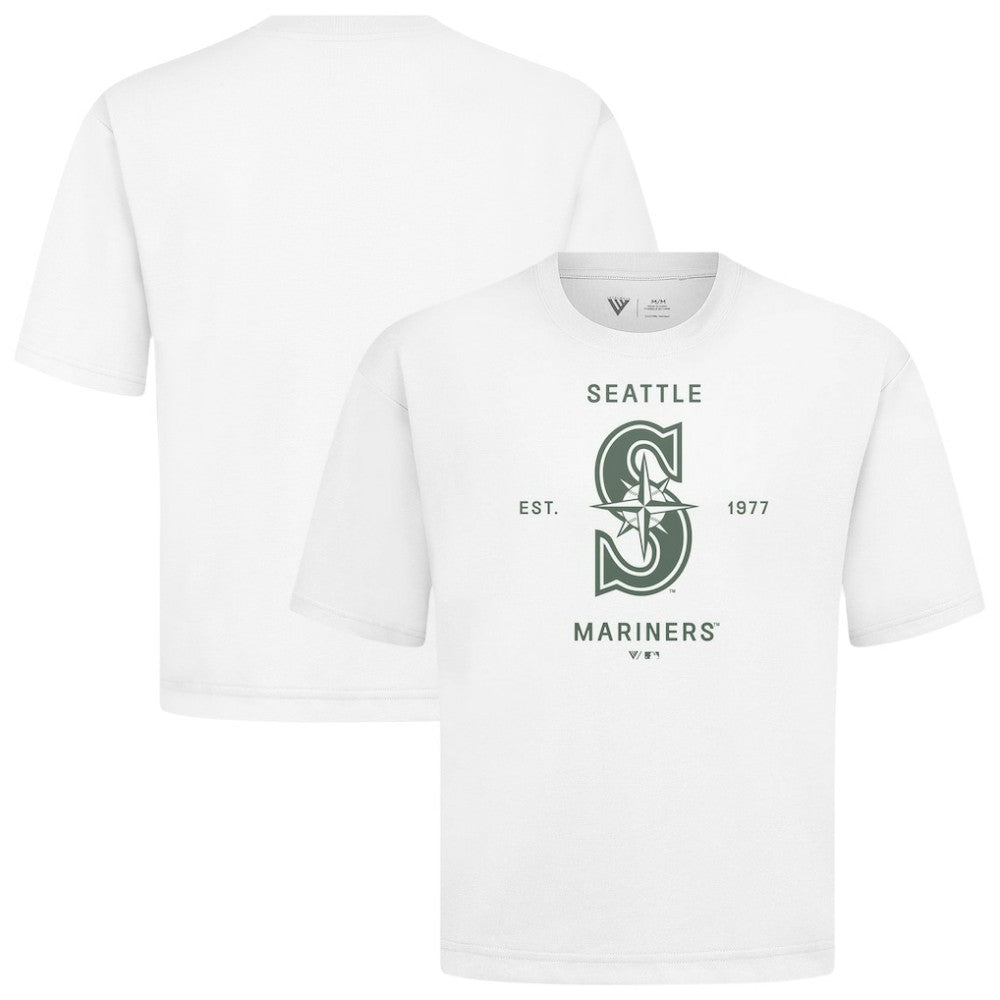 Seattle Mariners Levelwear Crossway Oversized Luxe Signature Knit T-Shirt - White T-shirts