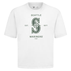 Seattle Mariners Levelwear Crossway Oversized Luxe Signature Knit T-Shirt - White T-shirts