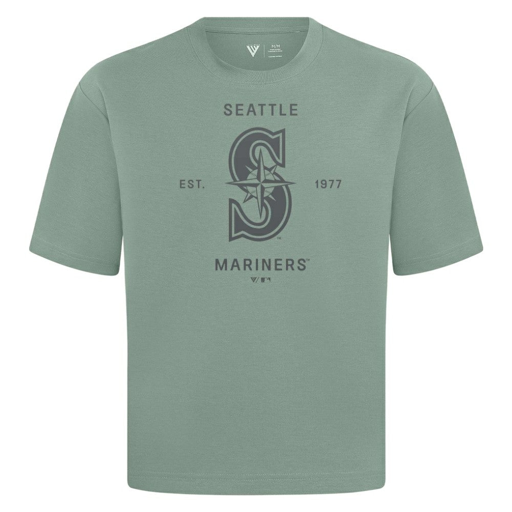 Seattle Mariners Levelwear Crossway Oversized Luxe Signature Knit T-Shirt - Green T-shirts