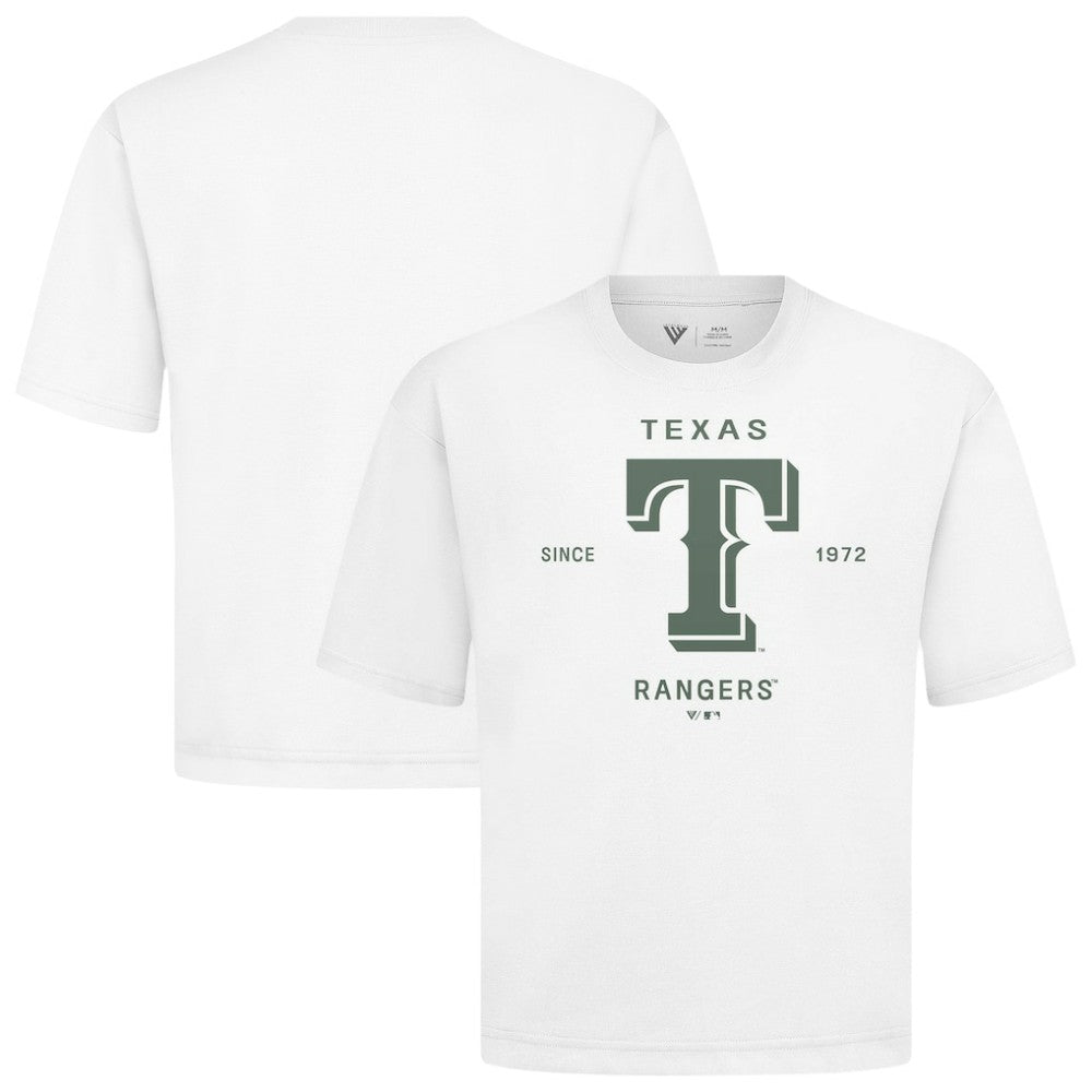 Texas Rangers Levelwear Crossway Oversized Luxe Signature Knit T-Shirt - White T-shirts
