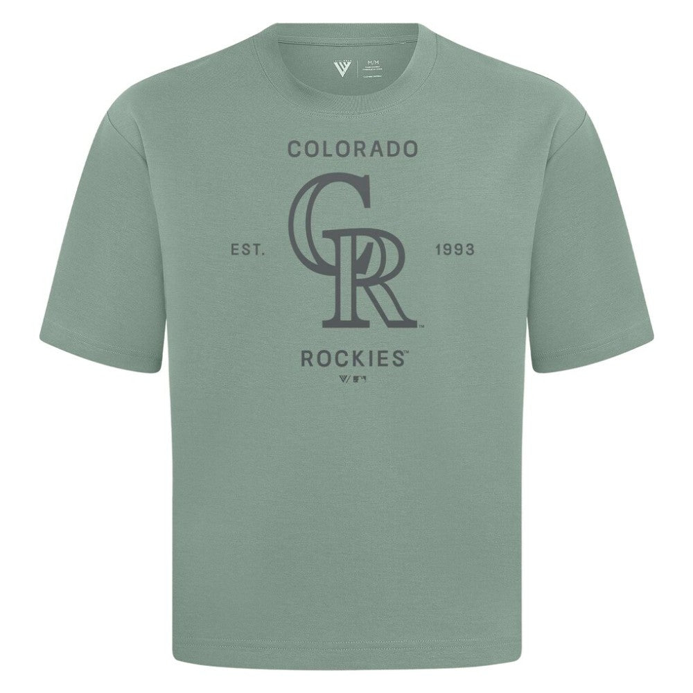 Colorado Rockies Levelwear Crossway Oversized Luxe Signature Knit T-Shirt - Green T-shirts
