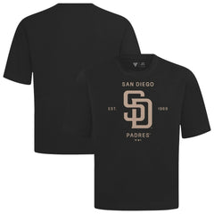 San Diego Padres Levelwear Crossway Oversized Luxe Signature Knit T-Shirt - Black T-shirts