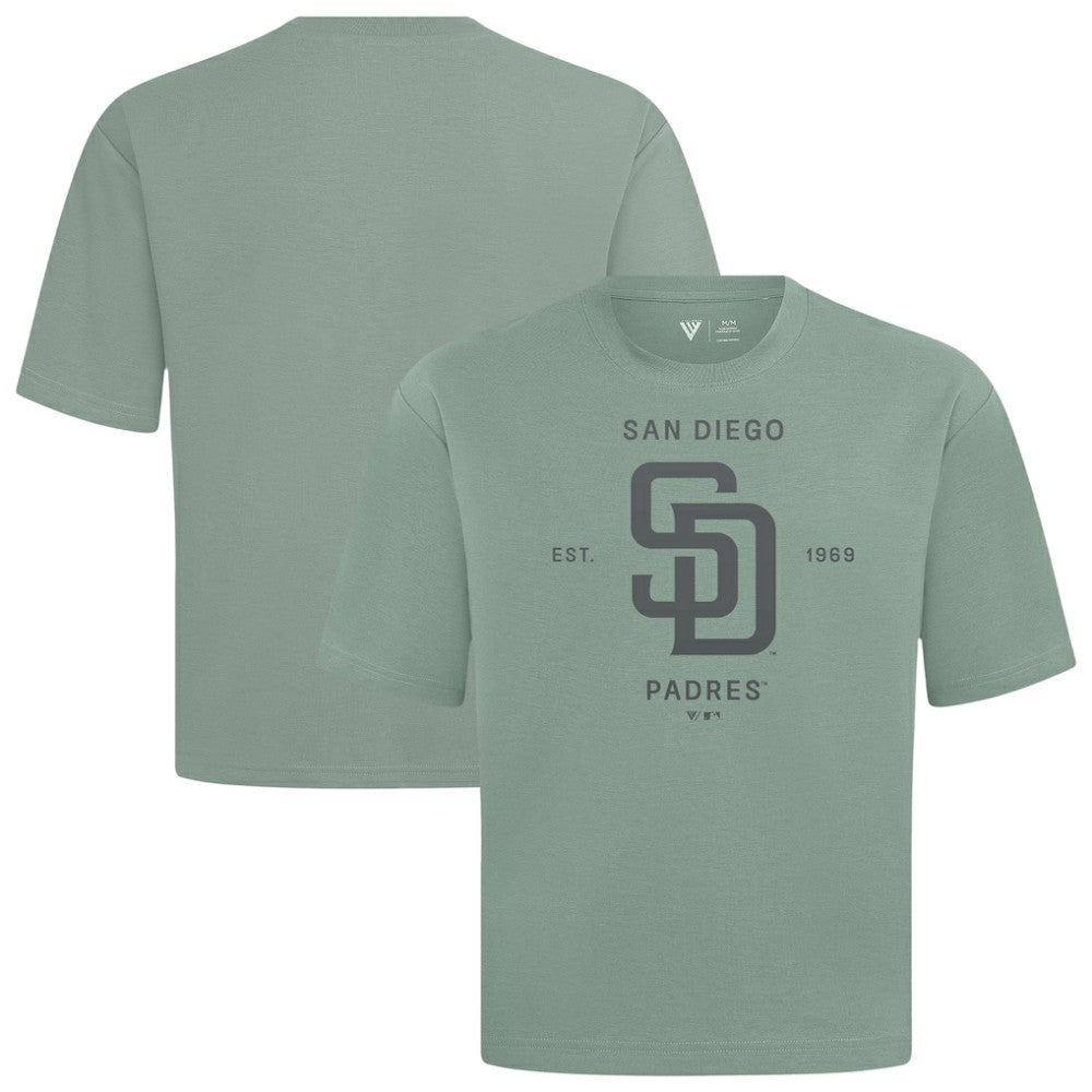 San Diego Padres Levelwear Crossway Oversized Luxe Signature Knit T-Shirt - Green T-shirts