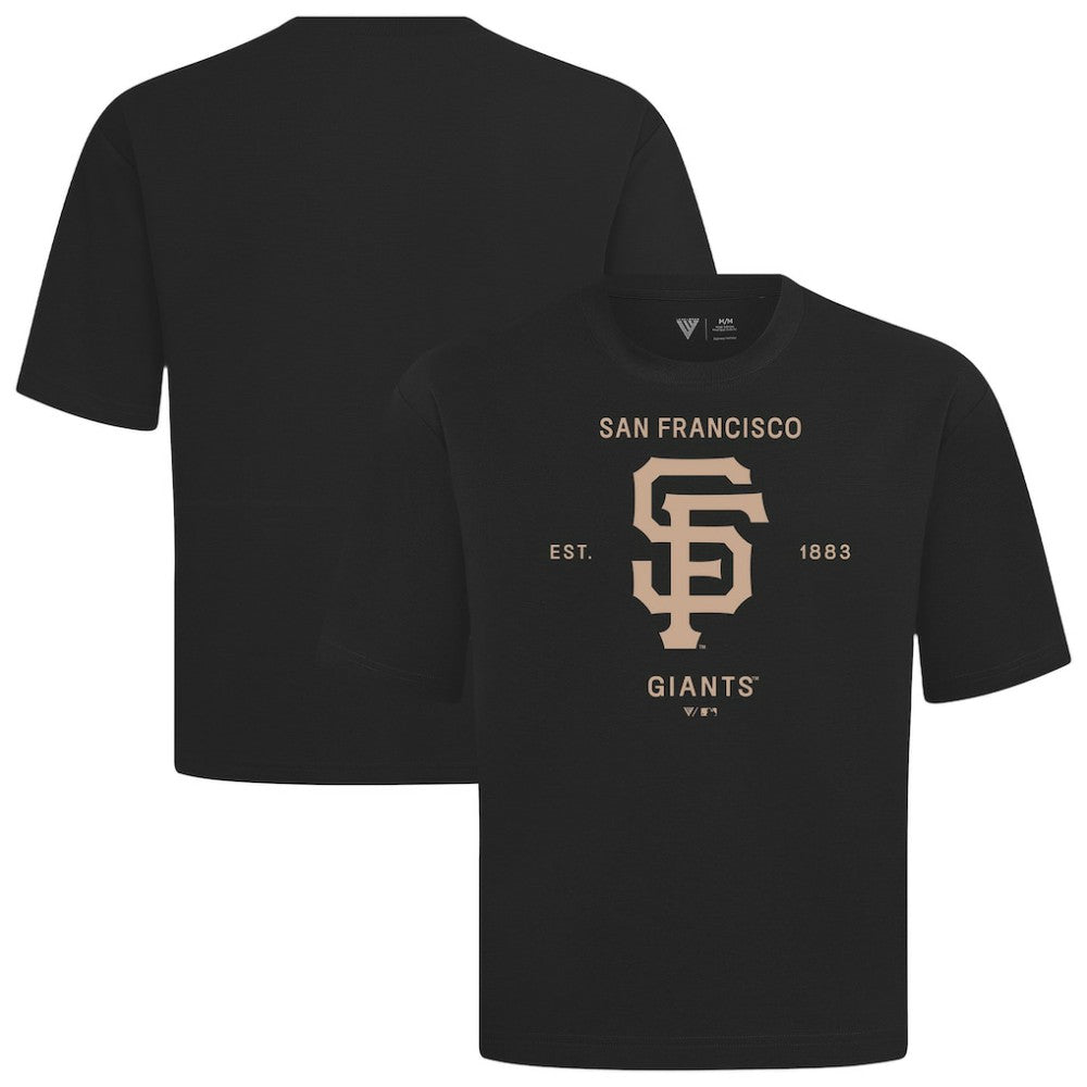 San Francisco Giants Levelwear Crossway Oversized Luxe Signature Knit T-Shirt - Black T-shirts