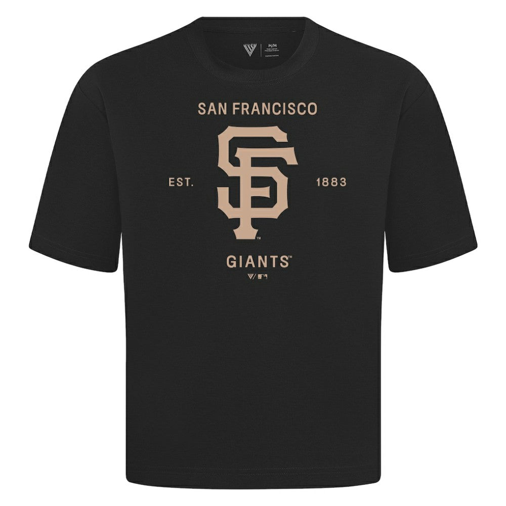 San Francisco Giants Levelwear Crossway Oversized Luxe Signature Knit T-Shirt - Black T-shirts