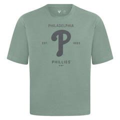Philadelphia Phillies Levelwear Crossway Oversized Luxe Signature Knit T-Shirt - Green T-shirts