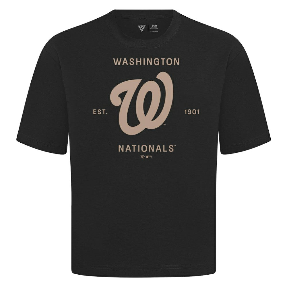 Washington Nationals Levelwear Crossway Oversized Luxe Signature Knit T-Shirt - Black T-shirts