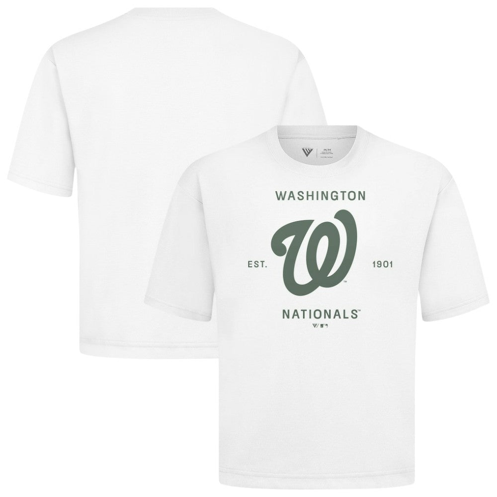 Washington Nationals Levelwear Crossway Oversized Luxe Signature Knit T-Shirt - White T-shirts