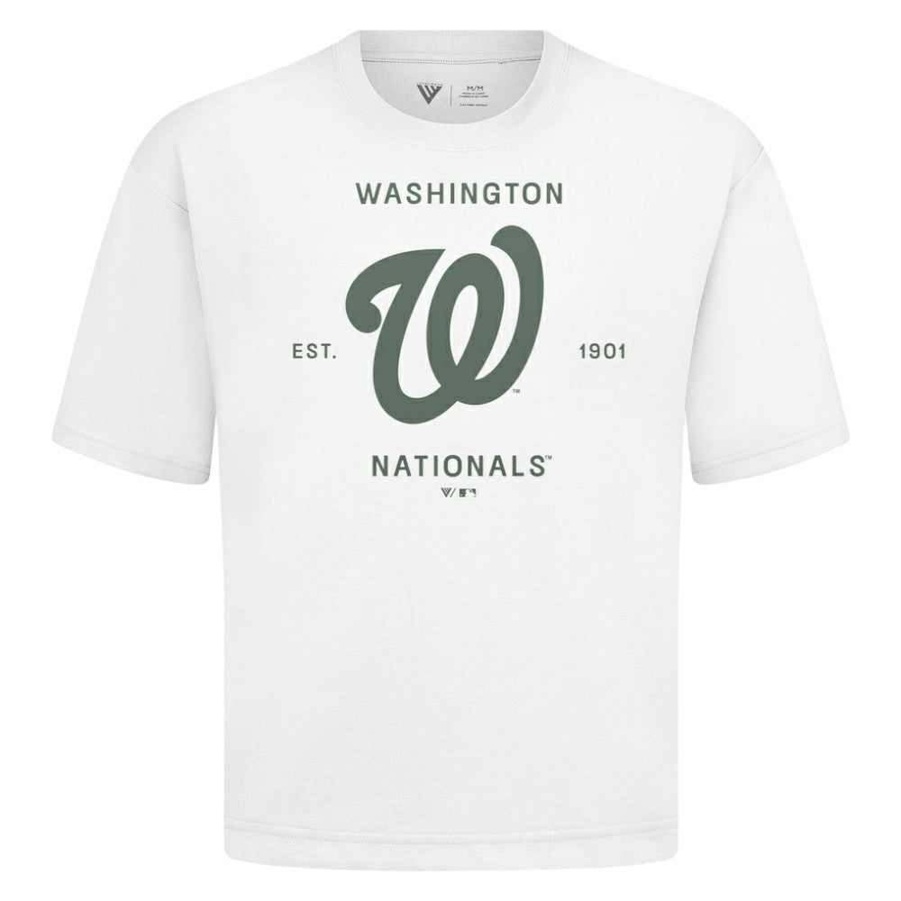 Washington Nationals Levelwear Crossway Oversized Luxe Signature Knit T-Shirt - White T-shirts