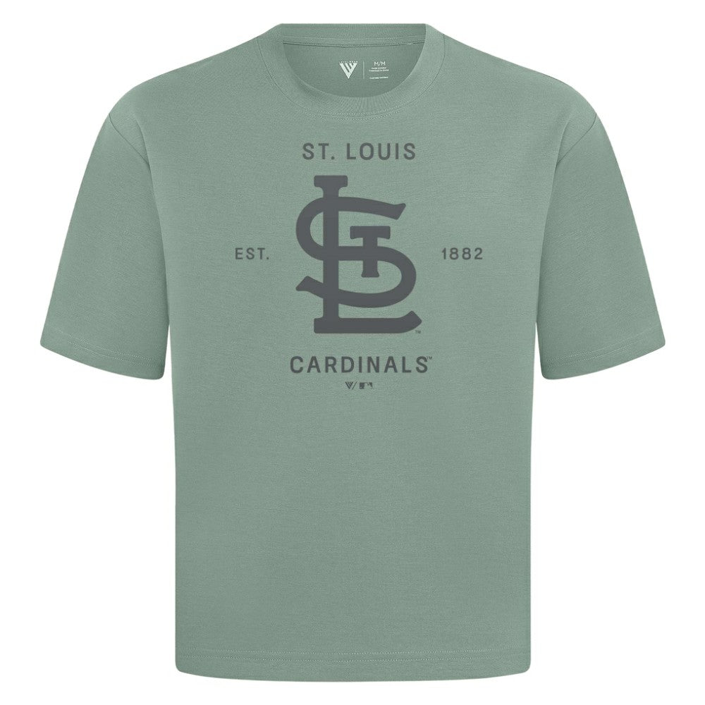 St. Louis Cardinals Levelwear Crossway Oversized Luxe Signature Knit T-Shirt - Green T-shirts