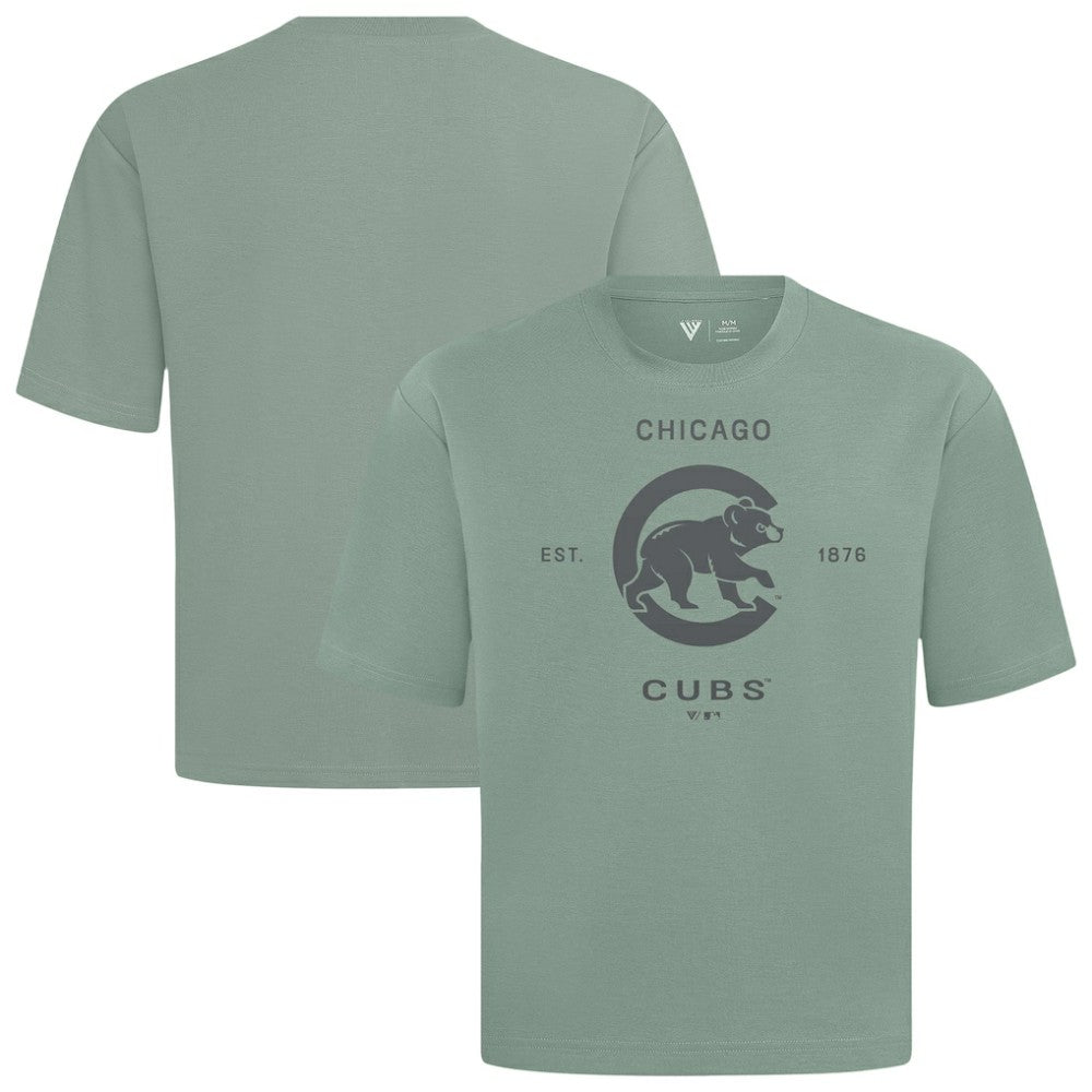 Chicago Cubs Levelwear Crossway Oversized Luxe Signature Knit T-Shirt - Green T-shirts
