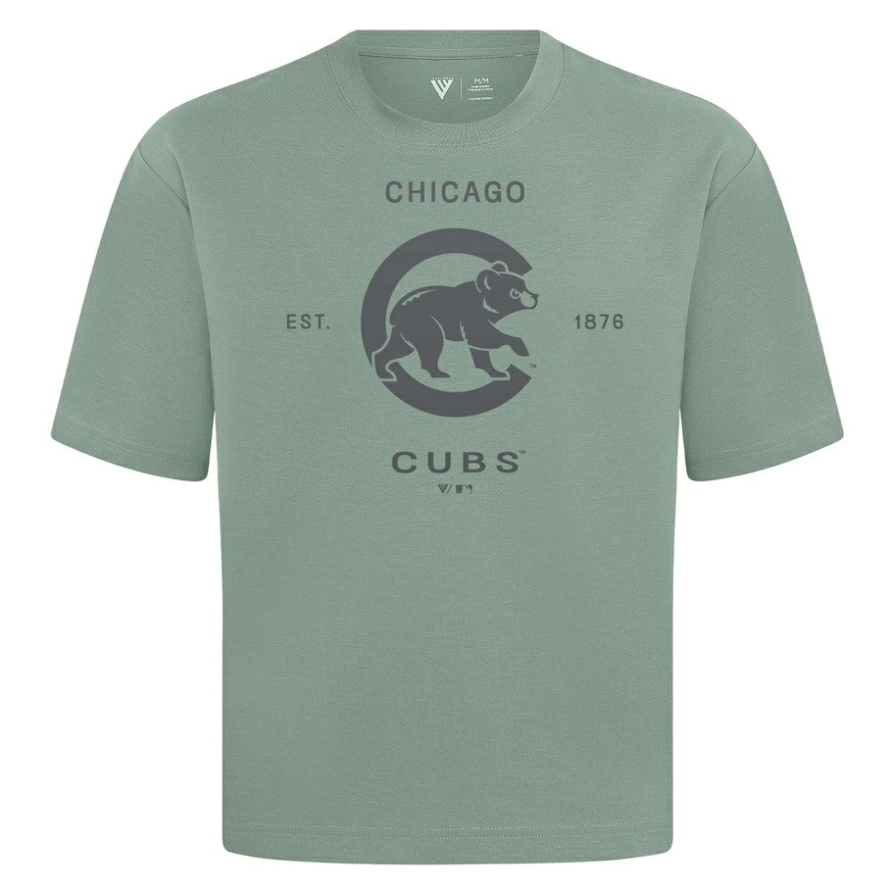 Chicago Cubs Levelwear Crossway Oversized Luxe Signature Knit T-Shirt - Green T-shirts