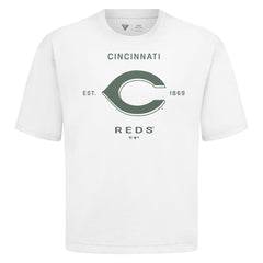 Cincinnati Reds Levelwear Crossway Oversized Luxe Signature Knit T-Shirt - White T-shirts