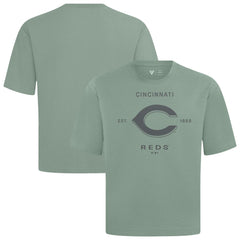 Cincinnati Reds Levelwear Crossway Oversized Luxe Signature Knit T-Shirt - Green T-shirts