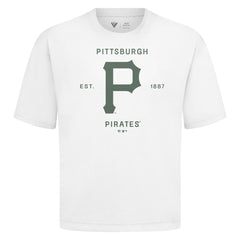 Pittsburgh Pirates Levelwear Crossway Oversized Luxe Signature Knit T-Shirt - White T-shirts