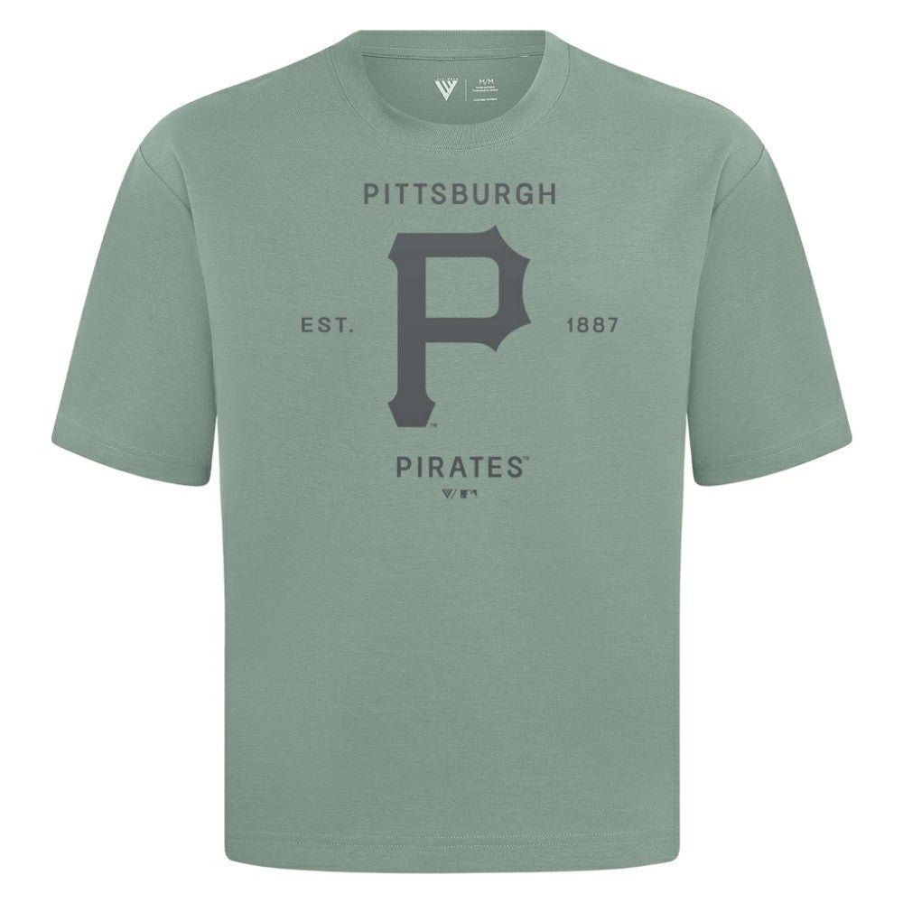 Pittsburgh Pirates Levelwear Crossway Oversized Luxe Signature Knit T-Shirt - Green T-shirts