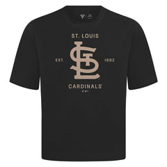 St. Louis Cardinals Levelwear Crossway Oversized Luxe Signature Knit T-Shirt - Black T-shirts