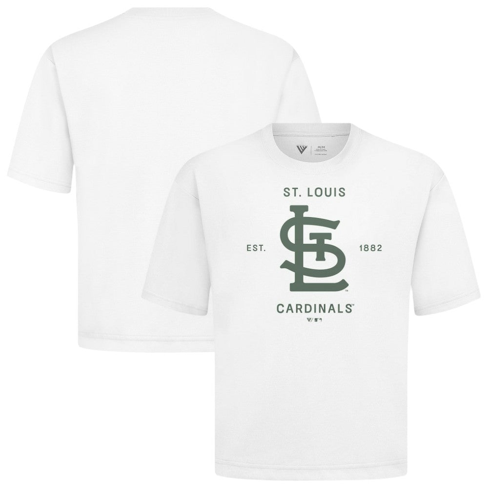 St. Louis Cardinals Levelwear Crossway Oversized Luxe Signature Knit T-Shirt - White T-shirts