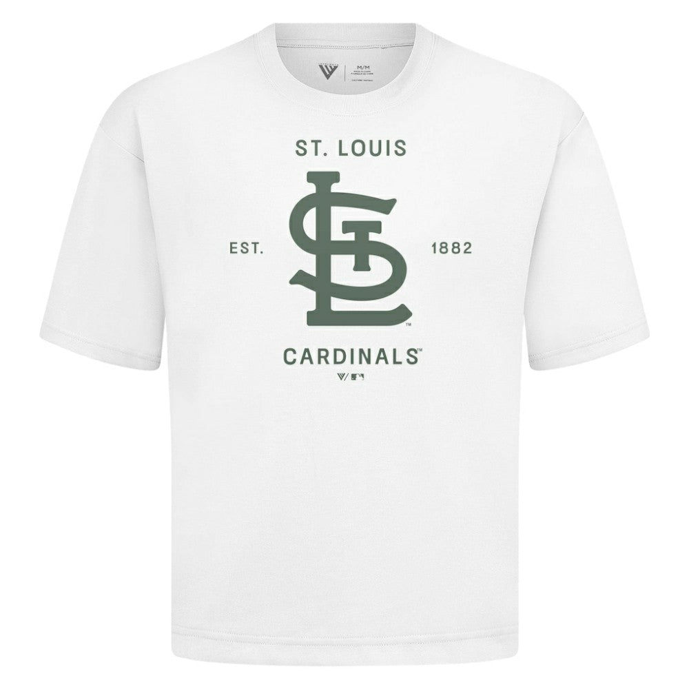 St. Louis Cardinals Levelwear Crossway Oversized Luxe Signature Knit T-Shirt - White T-shirts