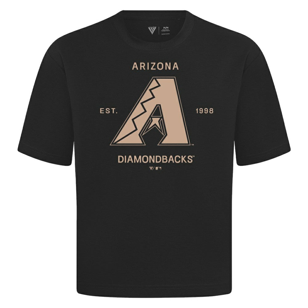Arizona Diamondbacks Levelwear Crossway Oversized Luxe Signature Knit T-Shirt - Black T-shirts