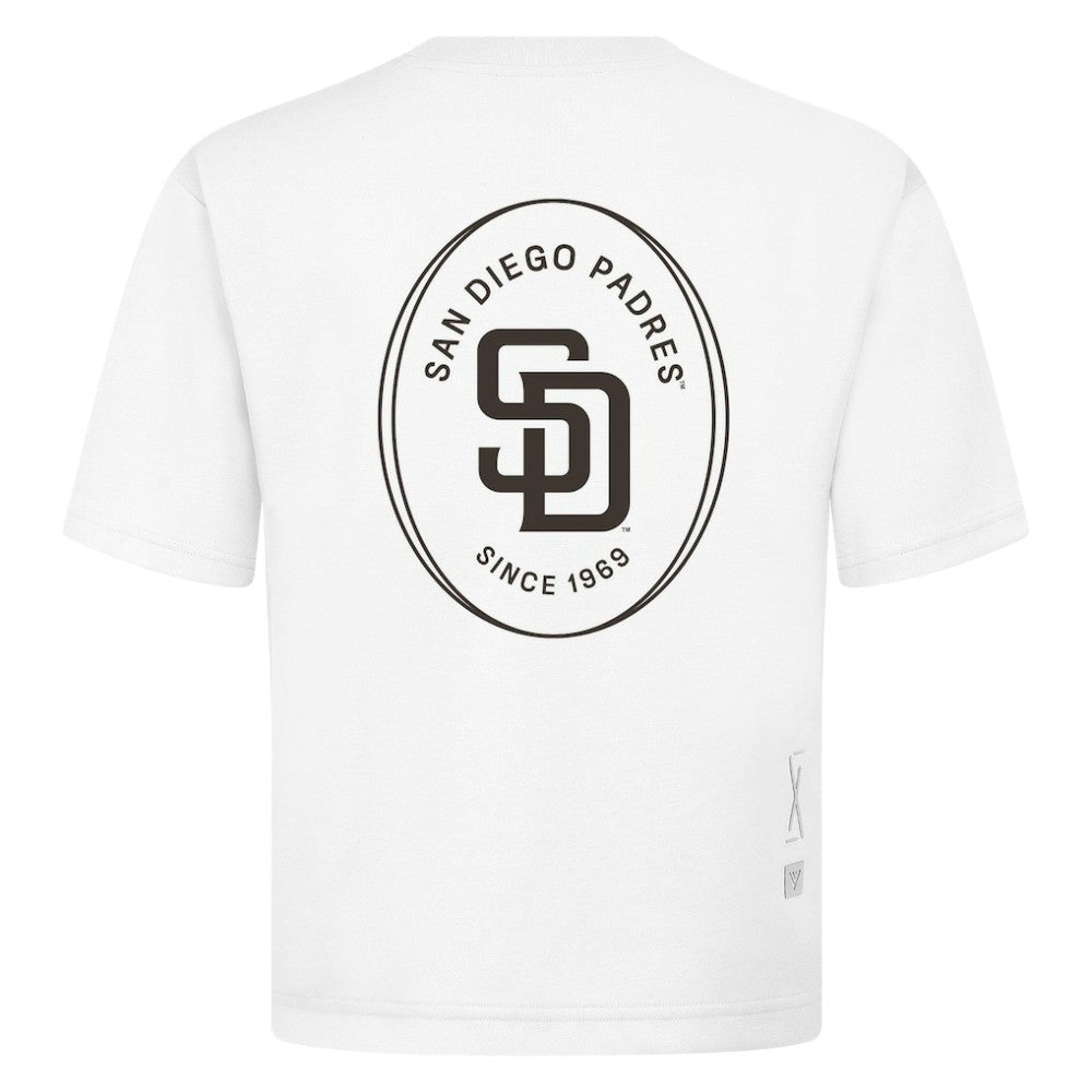 San Diego Padres Levelwear Signet Oversized Luxe Signature Knit T-Shirt - White T-shirts