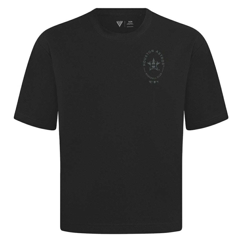 Houston Astros Levelwear Signet Oversized Luxe Signature Knit T-Shirt - Black T-shirts