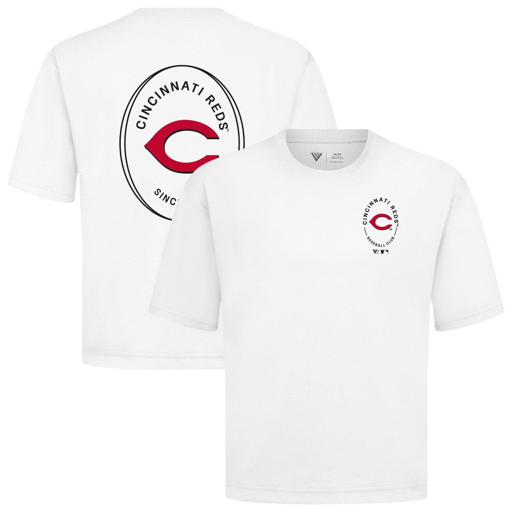 Cincinnati Reds Levelwear Signet Oversized Luxe Signature Knit T-Shirt - White T-shirts