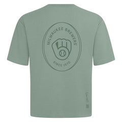 Milwaukee Brewers Levelwear Signet Oversized Luxe Signature Knit T-Shirt - Green T-shirts