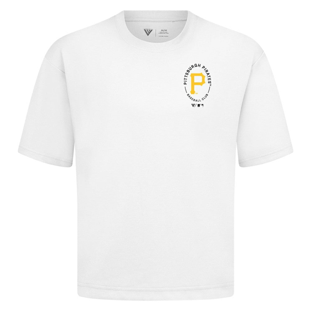 Pittsburgh Pirates Levelwear Signet Oversized Luxe Signature Knit T-Shirt - White T-shirts