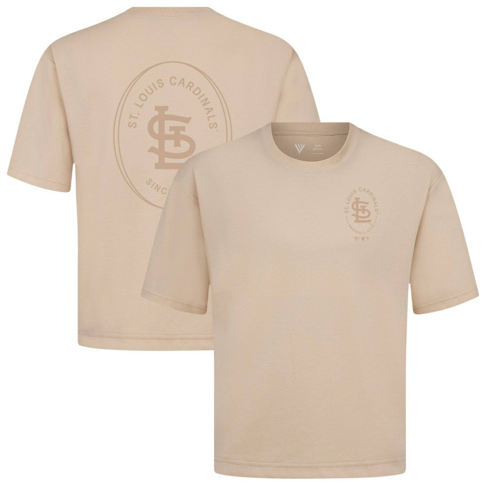 St. Louis Cardinals Levelwear Signet Oversized Luxe Signature Knit T-Shirt - Khaki T-shirts
