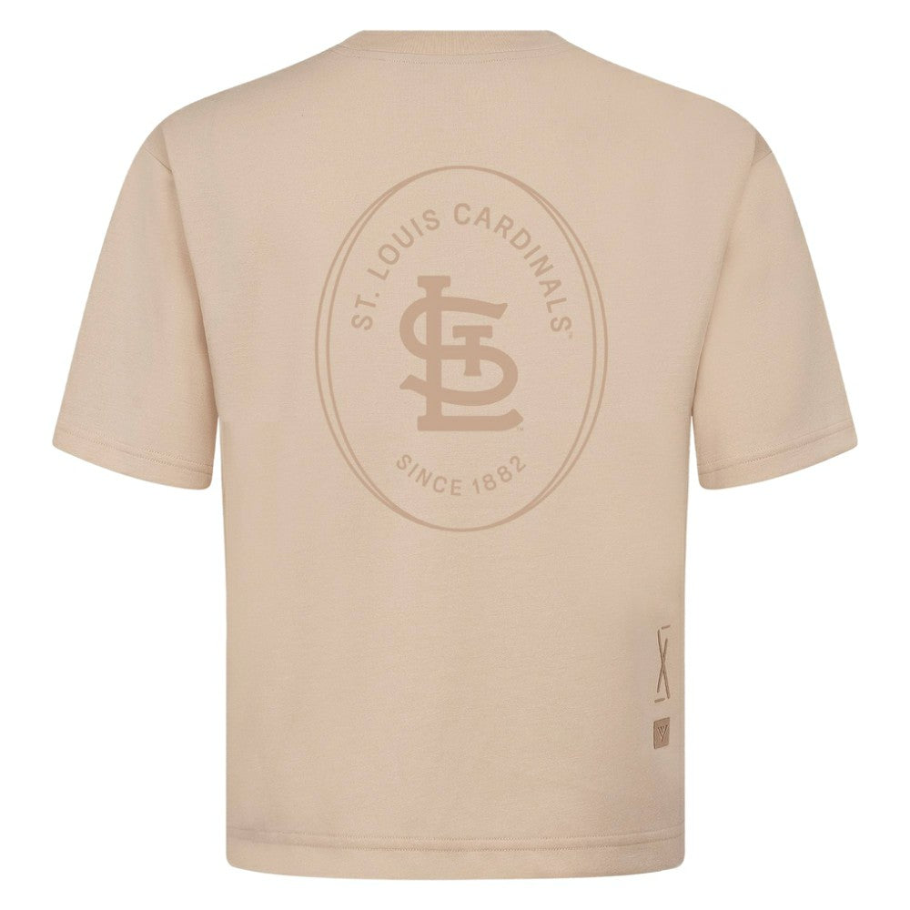 St. Louis Cardinals Levelwear Signet Oversized Luxe Signature Knit T-Shirt - Khaki T-shirts