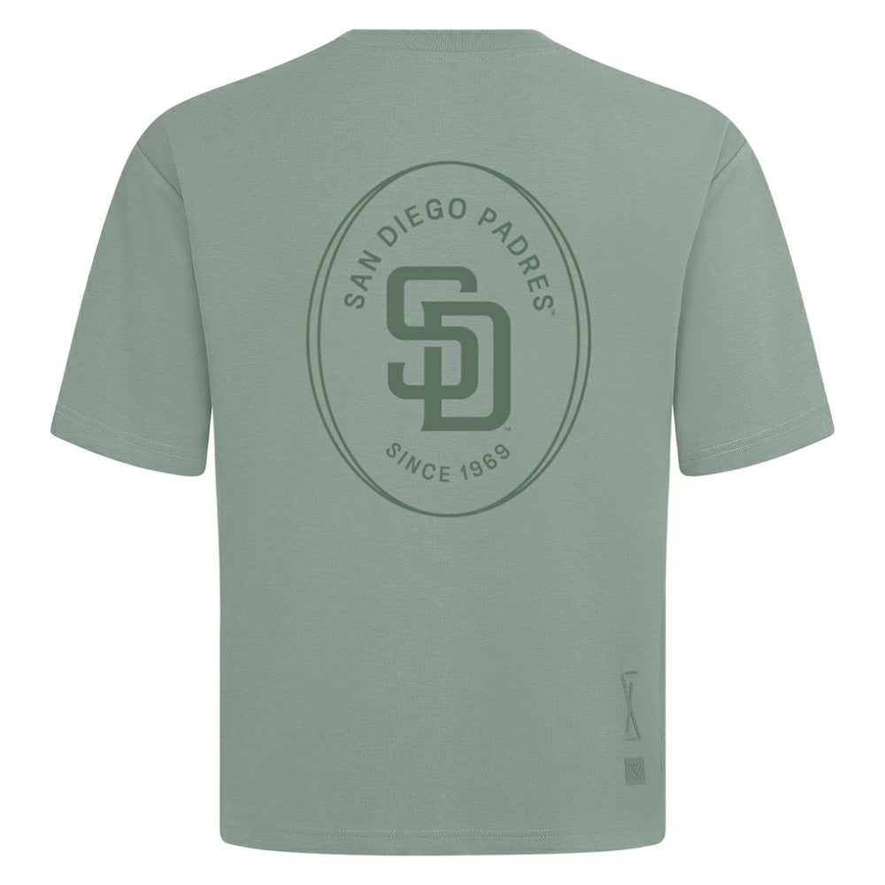 San Diego Padres Levelwear Signet Oversized Luxe Signature Knit T-Shirt - Green T-shirts