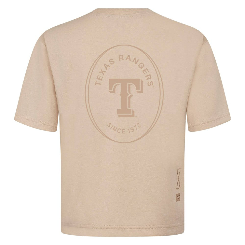 Texas Rangers Levelwear Signet Oversized Luxe Signature Knit T-Shirt - Khaki T-shirts