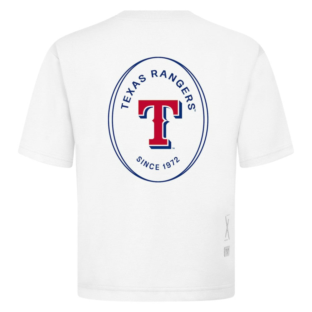 Texas Rangers Levelwear Signet Oversized Luxe Signature Knit T-Shirt - White T-shirts
