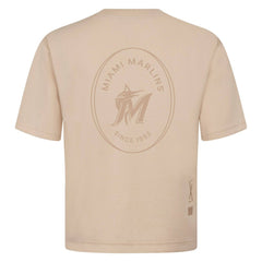Miami Marlins Levelwear Signet Oversized Luxe Signature Knit T-Shirt - Khaki T-shirts